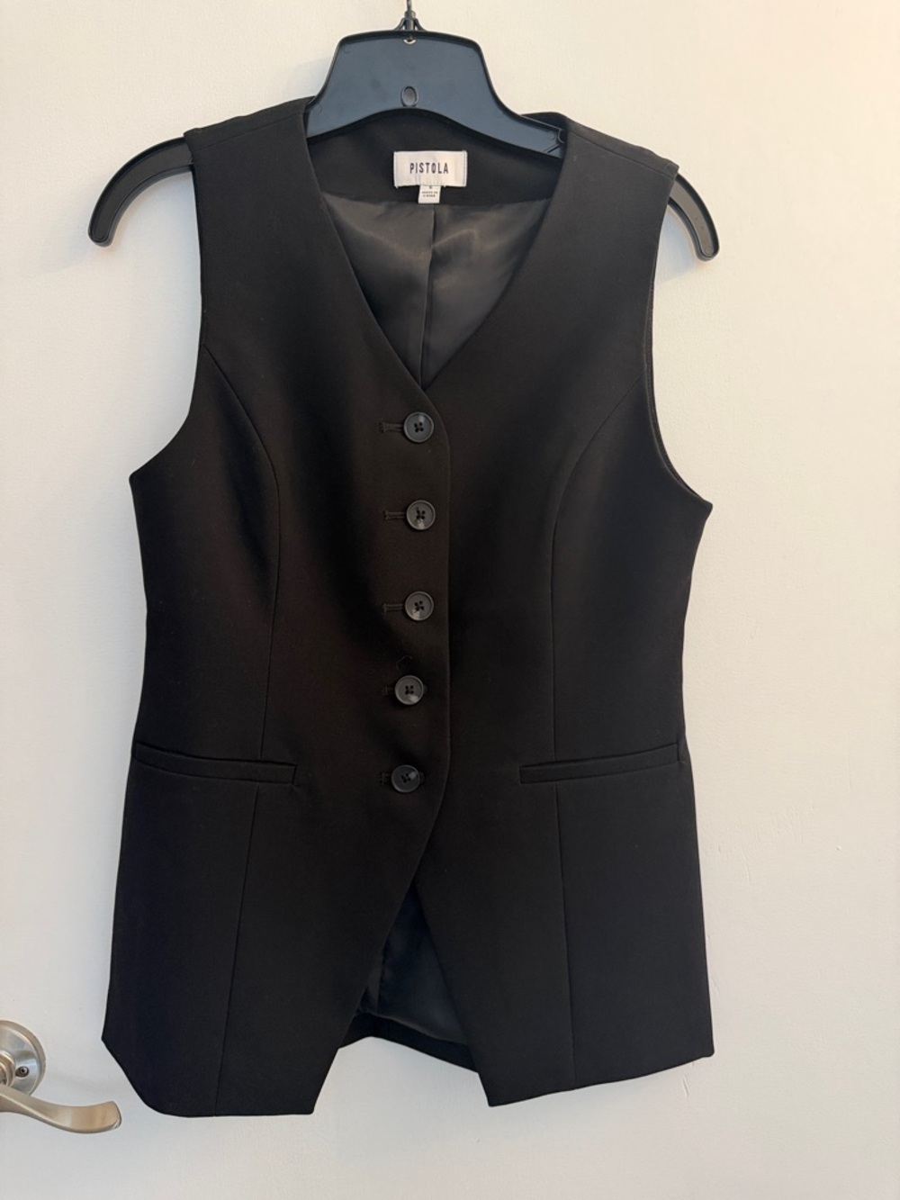 Pistola Black Button Front Tailored Vest
